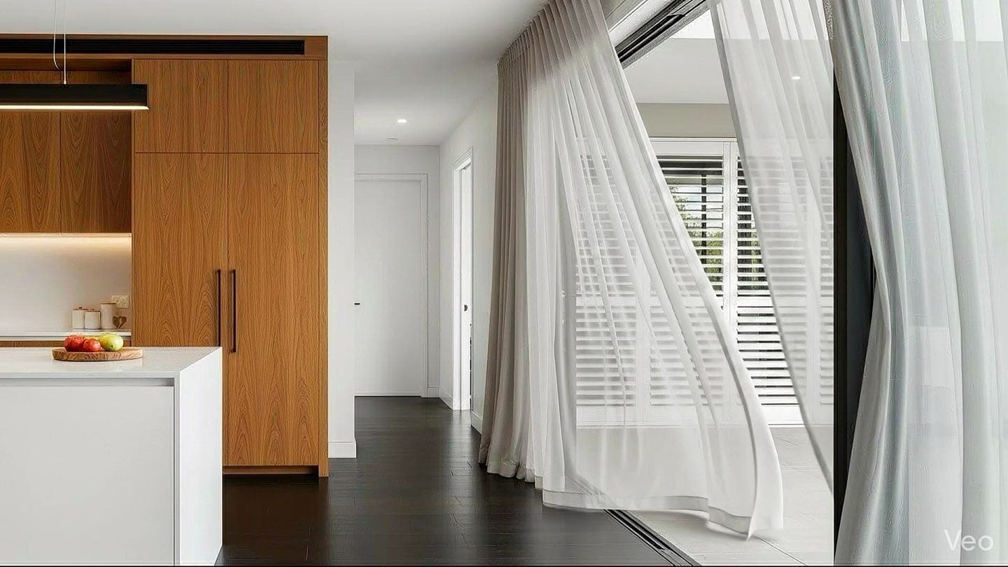 Custom curtains, blinds, shutters and security screens installed in a Melbourne home